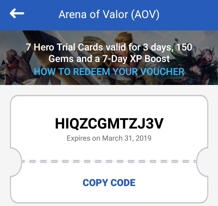 Arena of Valor free game upgrade codes